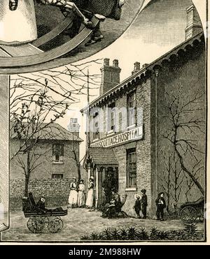 St. Mary's Cottage Hospital, Plaistow, est de Londres - vue sur le jardin. Banque D'Images