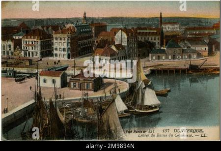 Dunkerque, France - vue aérienne du port et des quais. Banque D'Images