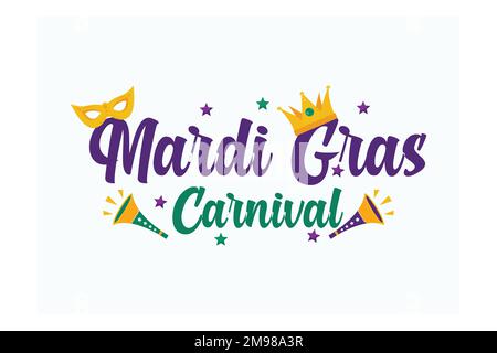 affiche mardigras pour la fête ou la poste sur les médias sociaux, illustration moderne à vecteur plat Illustration de Vecteur