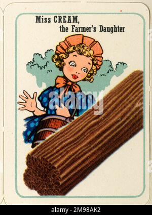 Cadbury's Cocoa Cubs Happy Families - Miss Cream la fille de l'agriculteur. Banque D'Images