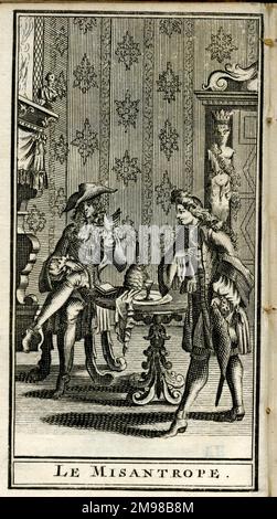 Scène de la pièce de Molière, le Misanthrope, exécutée pour la première fois en 1666. Banque D'Images