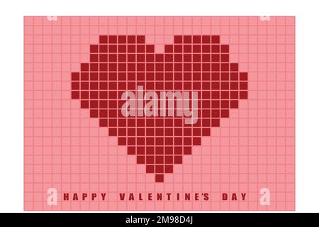 Carte de Saint-Valentin avec coeur abstrait pixel, illustration moderne à vecteur plat Illustration de Vecteur