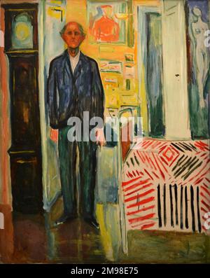 Autoportrait. Entre l'horloge et le lit. Edvard Munch. c. 1940-1943. Banque D'Images