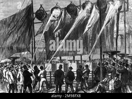 Essai de Steam Fire Engines 1863 au Crystal Palace, Sydenham. D'une photo de Hudson et Kearns. Banque D'Images