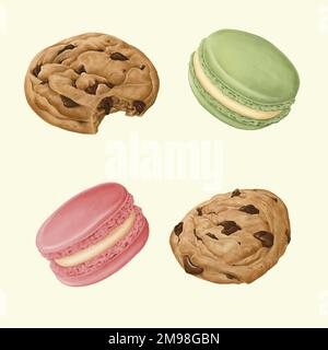 Délicieux desserts peints à la main ensemble vectoriel Illustration de Vecteur