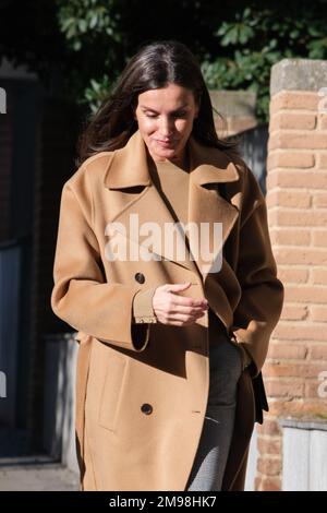 Madrid, Espagne. 17th janvier 2023. La reine Letizia d'Espagne assiste à une réunion au siège de la FEDER (Fédération espagnole pour les maladies rares) à 17 janvier 2023, à Madrid, en Espagne. (Photo par Oscar Gonzalez/NurPhoto) Credit: NurPhoto SRL/Alay Live News Banque D'Images