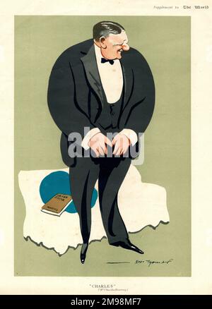 Caricature, sir Charles Henry Hawtrey (1858-1923), acteur, réalisateur, producteur et gérant anglais. Banque D'Images