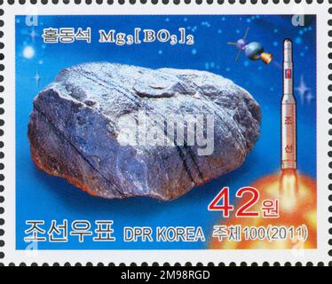 2011 jeu de timbres de la Corée du Nord. Minéraux. Kotoite Banque D'Images