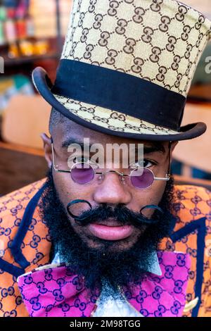 Un portrait d'un homme dans Costume, Londres, Royaume-Uni. Banque D'Images