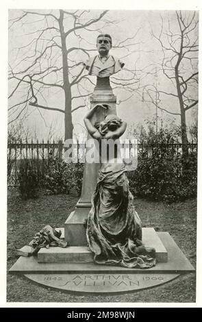 Statue à Sir Arthur Sullivan, compositeur, dans les jardins d'Embankment, Londres. Banque D'Images