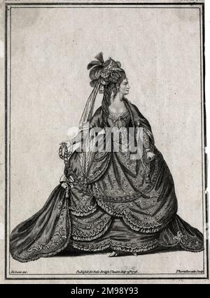 Elizabeth Pope (Miss Younge, 1740-1797), actrice anglaise, comme Zara (la Reine maure) dans la mariée Mourning, une tragédie de William Congreve (première exécution en 1697). Banque D'Images