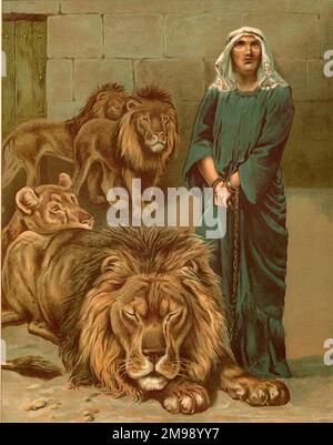 Les contes bibliques de John Lawson, Daniel dans le Lion's Den. Banque D'Images