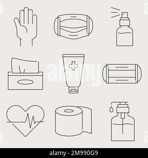 Vecteur de l'icône de prévention des coronavirus Illustration de Vecteur