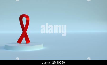 ruban rouge isolé, conception pour la prévention du cancer ou la prise de conscience de guérison 3d rendu, contexte de la campagne contre le cancer dans les médias sociaux, concept de ruban rouge Banque D'Images