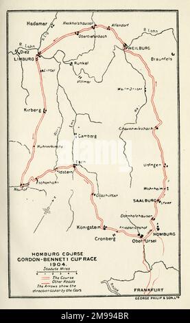 Course de voitures anciennes - Homburg course, Gordon-Bennett Cup Race, 1904. Banque D'Images