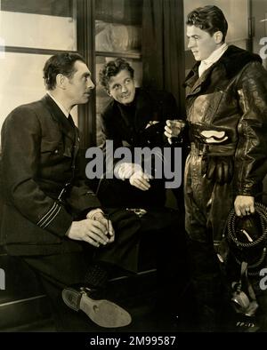 Toujours du film de guerre, International Squadron (Flight Patrol American), avec Ronald Reagan, Olympe Bradna et James Stephenson. Banque D'Images