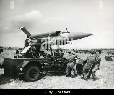 Un missile guidé surface-air Thunderbird électrique anglais, mai 1959. Banque D'Images