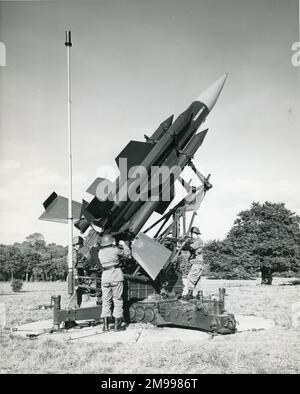 Missiles guidés surface-air Thunderbird électrique anglais en service en 1963. Banque D'Images