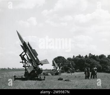 Missiles guidés surface-air d'oiseau-tonnerre électrique anglais en service avec l'Artillerie royale en 1961. Banque D'Images