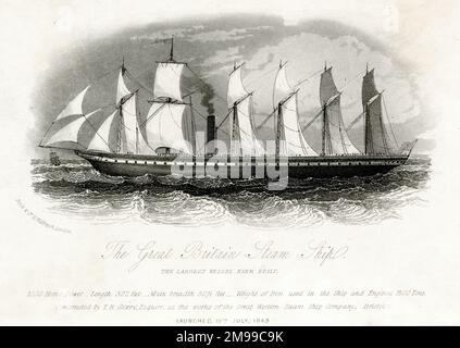 Royaume d'Isambard le navire à vapeur SS Grande-Bretagne de Brunel, lancé le 19 juillet 1843. Banque D'Images