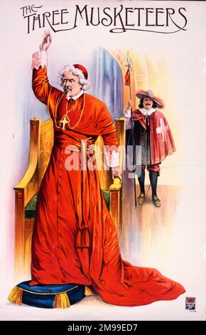 Affiche de théâtre mettant en vedette le Cardinal Mazarin dans une production des trois mousquetaires d'Alexandre Dumas. Banque D'Images