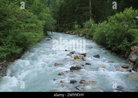 Torrent. Miage. Les Contamines-Montjoie. Haute-Savoie. Auvergne-Rhône-Alpes. France. Europe. Banque D'Images