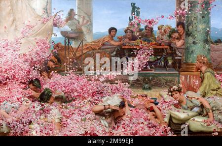 Elagabalus. Peinture intitulée 'les Roses d'Heliogabalus' par l'artiste britannique-néerlandais, Sir Lawrence Alma-Tadema (/b. Lourens Alma Tadema, 1836-1912), huile sur toile, 1882. Elagabulus (Marcus Aurelius Antoninus (né Sextus Varius AVITUS Bassianus, c. 204-222) était empereur romain de 218 à 222. Banque D'Images