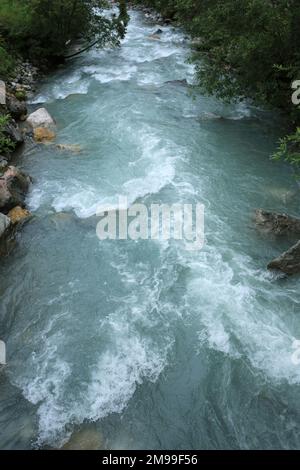 Torrent. Miage. Les Contamines-Montjoie. Haute-Savoie. Auvergne-Rhône-Alpes. France. Europe. Banque D'Images