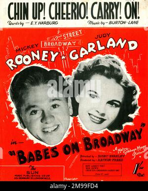 Couverture musicale, Chin Up ! Cheerio ! Continuez ! Chanté par Mickey Rooney et Judy Garland à Babes sur Broadway. Banque D'Images