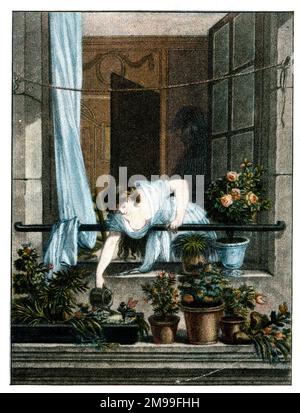 Le Jardiniere, jardin Maid, par Augustin de Saint-Aubin. Banque D'Images