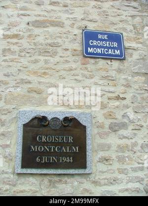 Le navire français libre Montcalm était l'un des trois Cruisers de la Force C de bombardage qui a soutenu les Landings américains sur Omaha Beach. Il a ensuite participé aux opérations en Méditerranée. Banque D'Images