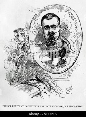 Caricature, ne laissez pas cette injonction de ballon vous arrêter, Monsieur Holland - un commentaire sur la tentative du duc de Bedford (détenteur de droits) d'arrêter le Théâtre Royal, Covent Garden, étant converti en cirque pour une prochaine production. Banque D'Images