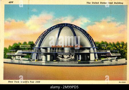 New York World's Fair 1939, le bâtiment de l'acier des États-Unis. Banque D'Images