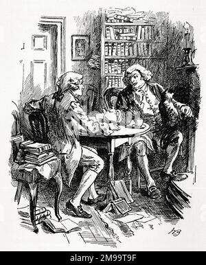 Dr Samuel Johnson et son ami James Boswell dans Bolt court, Fleet Street, Londres. Banque D'Images