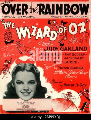 Couverture musicale, sur l'arc-en-ciel (le magicien d'Oz), Judy Garland, Words by E y Harburg, musique de Harold Arlen. Banque D'Images