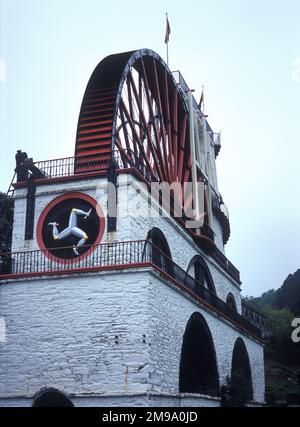 Île de Man, Laxey , grande roue d'eau 'la roue de Laxey' également connue sous le nom de 'Lady Isabella' conçu par Robert Calement. Banque D'Images