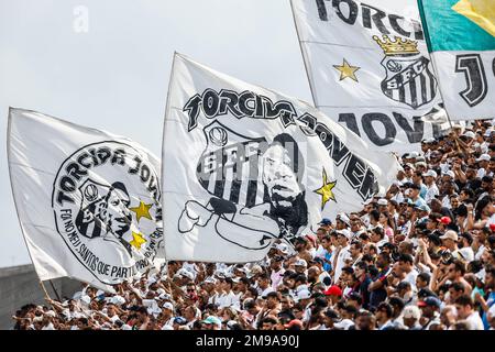 Diadema, Brésil. 17th janvier 2023. SP - Diadema - 01/17/2023 - COPA SAO PAULO 2023, SANTOS X AGUA SANTA - les fans de Santos lors d'un match contre Agua Santa à l'Arena Inamar pour le championnat 2023 de Copa Sao Paulo. Photo: Marcello Zambrana/AGIF/Sipa USA crédit: SIPA USA/Alay Live News Banque D'Images