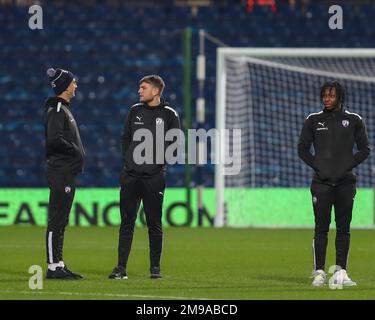 West Bromwich, Royaume-Uni. 17th janvier 2023. Les joueurs de Chesterfield arrivent en avance sur le match de répétition de la coupe Emirates FA troisième tour West Bromwich Albion vs Chesterfield aux Hawthorns, West Bromwich, Royaume-Uni, 17th janvier 2023 (photo de Gareth Evans/News Images) à West Bromwich, Royaume-Uni, le 1/17/2023. (Photo de Gareth Evans/News Images/Sipa USA) Credit: SIPA USA/Alay Live News Banque D'Images