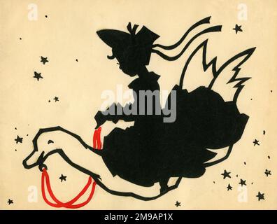 Original Artwork - Design for a Silhouette carte de Noël - Greetings from the nursery Folk - Mother Goose. (1 sur 2) Banque D'Images