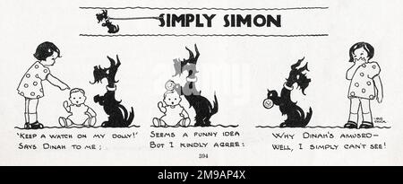 Simply Simon Cartoon Strip par Iris Chick dans Tail-Wagger-Magazine. Banque D'Images