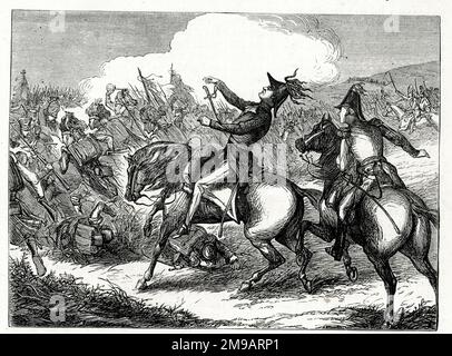 Décès du lieutenant-général Sir Thomas Picton, bataille de Waterloo, 18 juin 1815, tiré à travers le temple avec une balle de mousquet pendant une charge à baïonnette contre les Français. Il a été le plus haut fonctionnaire à mourir à Waterloo et a également été député à l'époque. Banque D'Images