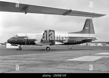Hawker Siddeley HS.748-238 Series 2A G-AVXI (msn 1623), de l'unité de vol de l'aviation civile, exploitée par la Chambre de commerce, lors du salon de l'aviation SBAC de Farnborough en septembre 1970. Banque D'Images