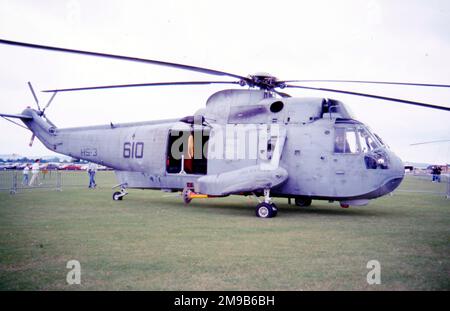 Marine des États-Unis (USN) - Sikorsky SH-3H Sea King 148988 (msn 61-062, code de base 'AA', indicatif d'appel '610'), du HS-3 embarqué sur l'USS Hayler, à Middle Wallop le 16 juillet 1988. Banque D'Images