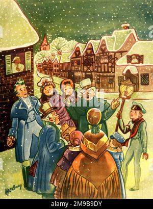 Noël chant carol dans les jours de Charles Dickens Banque D'Images