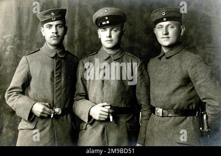 Trois soldats allemands, 1917 mai WW1 Banque D'Images