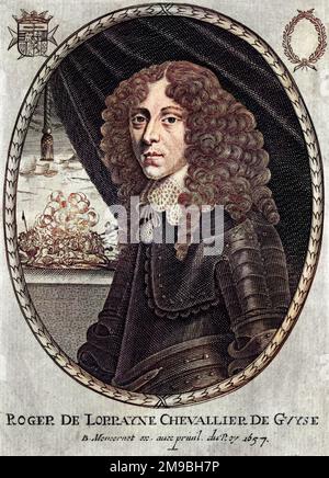 ROGER DE LORRAINE, Chevalier de guise, chevalier de Malte fils de Charles de Lorraine : soldat français qui a pris part au siège de Graveline 1644. Banque D'Images