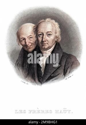 VALENTIN HAUY éducateur français, inventeur d'un scénario pour les aveugles, avec derrière lui son frère René Just Hauy, minéralogiste. Banque D'Images
