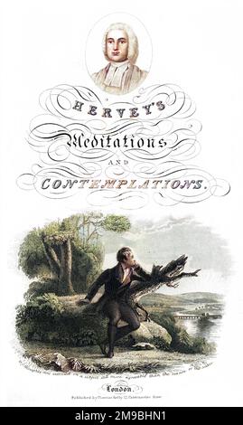 JAMES HERVEY, chanlier anglais et écrivain, très populaire à son époque, dépeint méditer et contempler les œuvres de Dieu telles qu'exprimées dans la nature. Banque D'Images