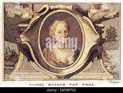 RACHEL RUYSCH VAN POOL artiste néerlandaise renommée pour ses peintures aux fleurs. Banque D'Images