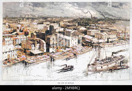 Vue panoramique sur Buffalo, New York, le lac Érié et la rivière Niagara. Banque D'Images